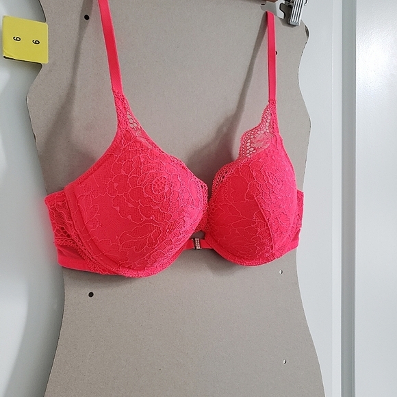La Senza Bright Orange-Pink Lace Bra - Size 34B - Picture 2 of 5